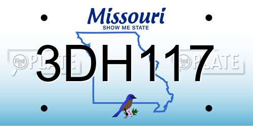 3DH117 Missouri License Plate