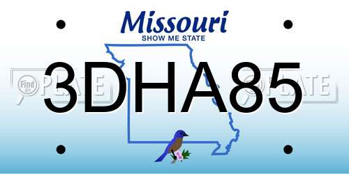 3DHA85 Missouri License Plate