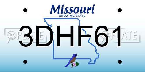 3DHF61 Missouri License Plate