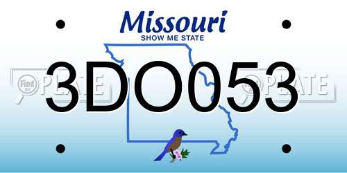 3DO053 Missouri License Plate