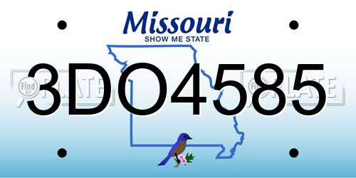 3DO4585 Missouri License Plate