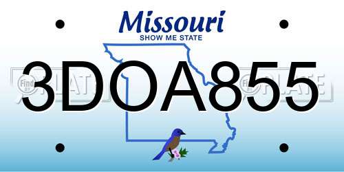 3DOA855 Missouri License Plate