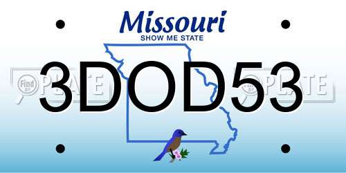 3DOD53 Missouri License Plate
