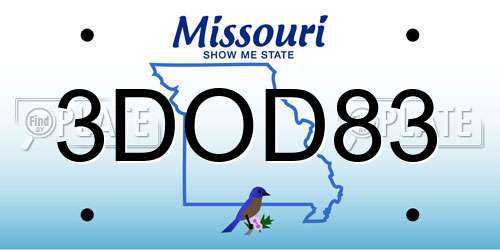 3DOD83 Missouri License Plate