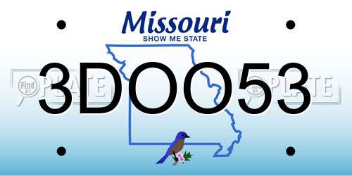 3DOO53 Missouri License Plate