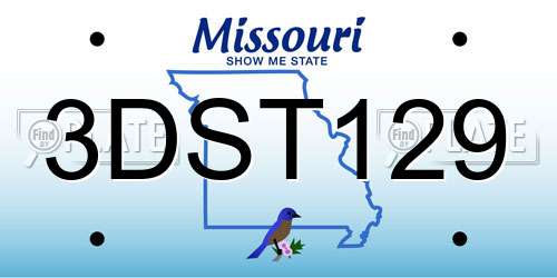 3DST129 Missouri License Plate