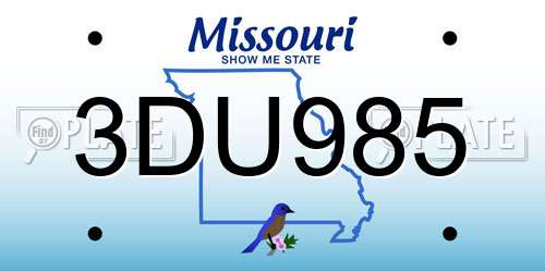 3DU985 Missouri License Plate