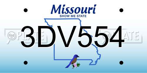 3DV554 Missouri License Plate