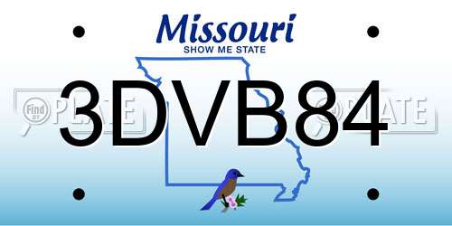 3DVB84 Missouri License Plate