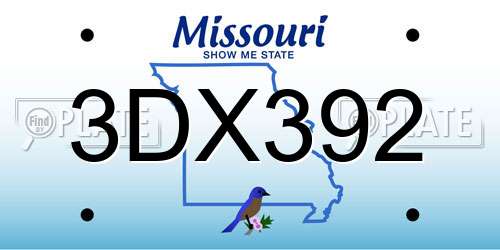 3DX392 Missouri License Plate