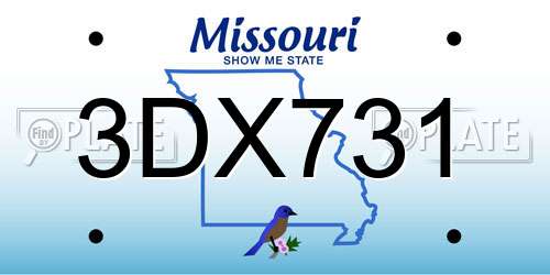 3DX731 Missouri License Plate