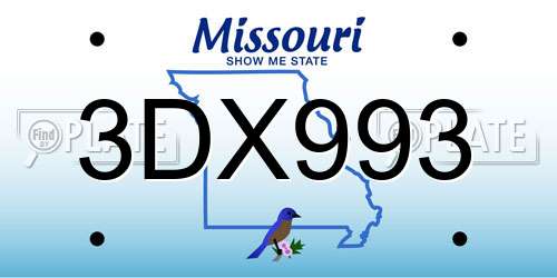 3DX993 Missouri License Plate