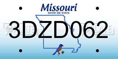 3DZD062 Missouri License Plate