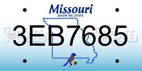 3EB7685 Missouri License Plate