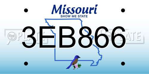 3EB866 Missouri License Plate