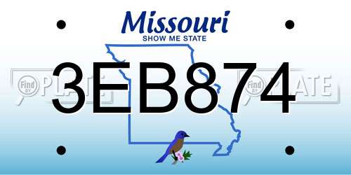 3EB874 Missouri License Plate