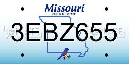 3EBZ655 Missouri License Plate