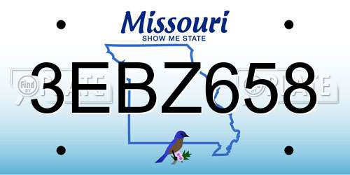 3EBZ658 Missouri License Plate