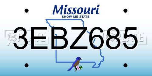 3EBZ685 Missouri License Plate