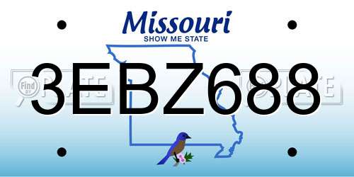 3EBZ688 Missouri License Plate