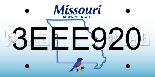 3EEE920 Missouri License Plate