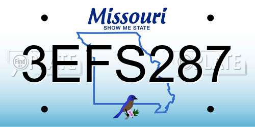 3EFS287 Missouri License Plate