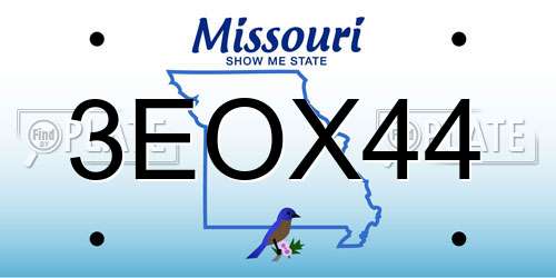 3EOX44 Missouri License Plate