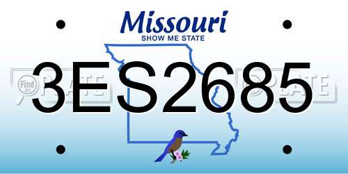 3ES2685 Missouri License Plate