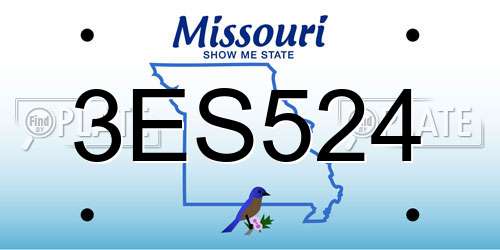 3ES524 Missouri License Plate
