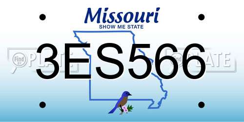 3ES566 Missouri License Plate