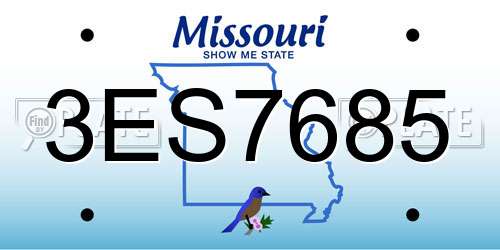 3ES7685 Missouri License Plate