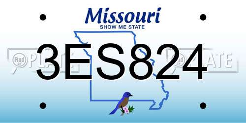 3ES824 Missouri License Plate