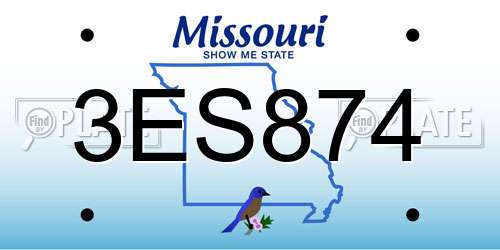3ES874 Missouri License Plate