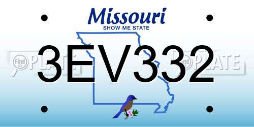 3EV332 Missouri License Plate