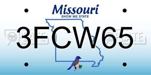 3FCW65 Missouri License Plate