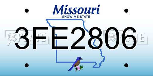 3FE2806 Missouri License Plate