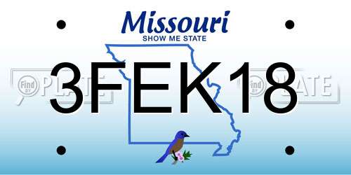 3FEK18 Missouri License Plate