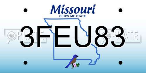3FEU83 Missouri License Plate