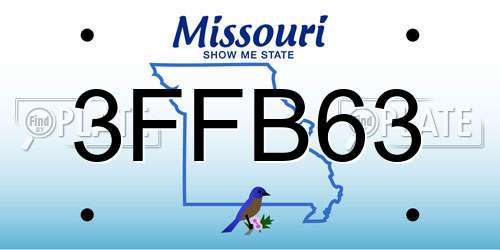 3FFB63 Missouri License Plate
