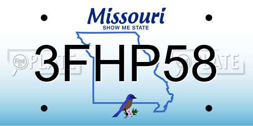 3FHP58 Missouri License Plate