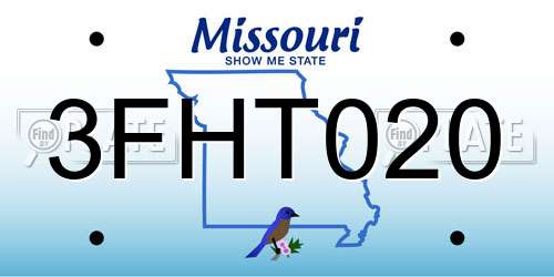 3FHT020 Missouri License Plate