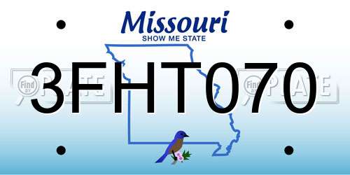 3FHT070 Missouri License Plate
