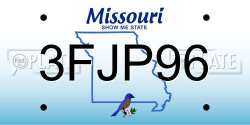 3FJP96 Missouri License Plate