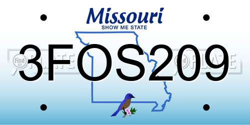 3FOS209 Missouri License Plate