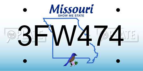 3FW474 Missouri License Plate