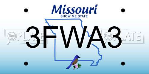3FWA3 Missouri License Plate