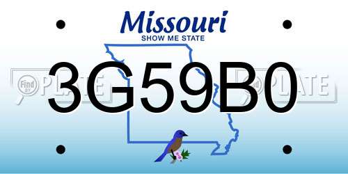 3G59B0 Missouri License Plate