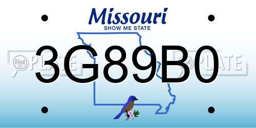 3G89B0 Missouri License Plate