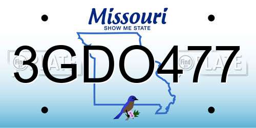 3GDO477 Missouri License Plate