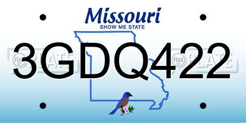 3GDQ422 Missouri License Plate